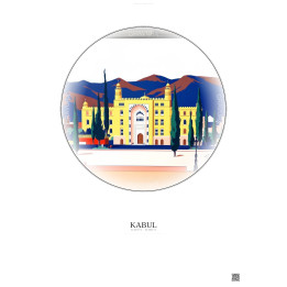 Affiche Kabul – Poster illustration vintage – National Museum Of Afghanistan | Gravura – Fond clair