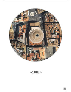 Pantheon Satellite View Poster 0.1km Color | Gravura – Light background 2