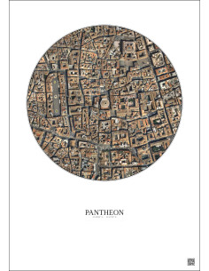 Pantheon Satellite View Poster 0.5km Color | Gravura – Light background 2