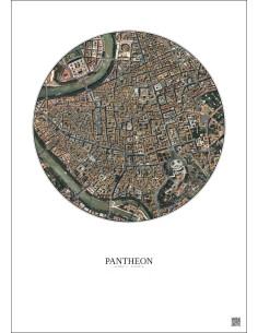 Pantheon Satellite View Poster 1km Color | Gravura – Light background 2