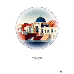 Affiche Yerevan – Poster illustration vintage – Blue Mosque | Gravura – Fond clair