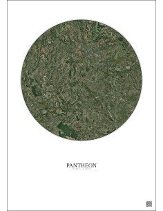 Pantheon Satellite View Poster 20km Color | Gravura – Light background 2