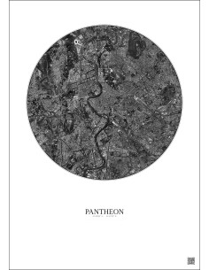 Pantheon Satellite View Poster 5km B&W | Gravura – Light background 2