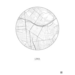 Affiche Lima – Poster carte de ville 2.5km | Gravura – Fond clair