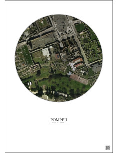 Pompeii Satellite View Poster 0.1km Color | Gravura – Light background 2