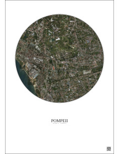 Pompeii Satellite View Poster 2.5km Color | Gravura – Light background 2