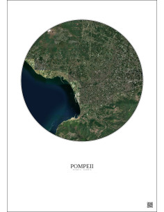 Pompeii Satellite View Poster 10km Color | Gravura – Light background 2