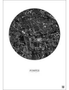 Pompeii Satellite View Poster 1km B&W | Gravura – Light background 2