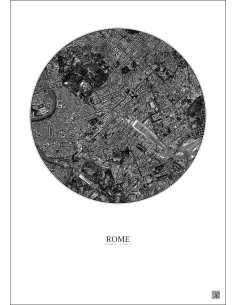 Affiche Rome – Poster vue satellite 2.5km N&B | Gravura – Fond clair 2