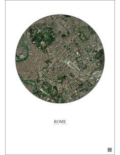 Affiche Rome – Poster vue satellite 2.5km Couleur | Gravura – Fond clair 2