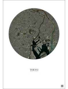 Affiche Tokyo – Poster vue satellite 10km Couleur | Gravura – Fond clair 2