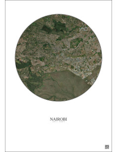 Affiche Nairobi – Poster vue satellite 10km Couleur | Gravura – Fond clair