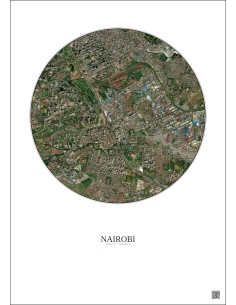 Nairobi Satellite View Poster 2.5km Color | Gravura – Light background 2