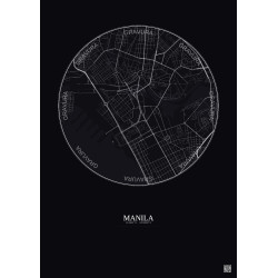 Affiche Manila – Poster carte de ville 2.5km | Gravura – Fond foncé