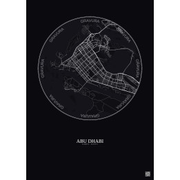 Affiche Abu Dhabi – Poster carte de ville 10km | Gravura – Fond foncé