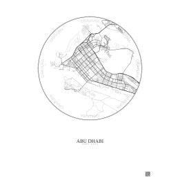 Affiche Abu Dhabi – Poster carte de ville 10km | Gravura – Fond clair