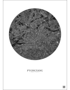 Affiche P Yongyang – Poster vue satellite 10km N&B | Gravura – Fond clair 2