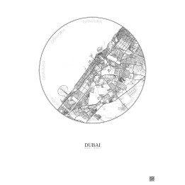 Affiche Dubai – Poster carte de ville 25km | Gravura – Fond clair