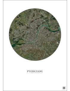 Affiche P Yongyang – Poster vue satellite 10km Couleur | Gravura – Fond clair 2