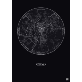 Affiche Yerevan – Poster carte de ville 10km | Gravura – Fond foncé