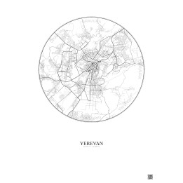 Affiche Yerevan – Poster carte de ville 10km | Gravura – Fond clair