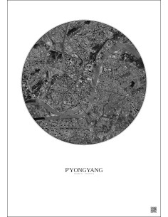 P Yongyang Satellite View Poster 6km B&W | Gravura – Light background