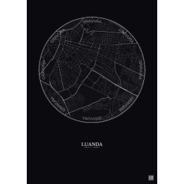 Luanda City Map Poster 2.5km | Gravura – Dark background