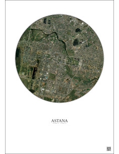 Affiche Astana – Poster vue satellite 6km Couleur | Gravura – Fond clair 2