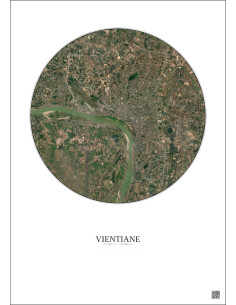 Affiche Vientiane – Poster vue satellite 10km Couleur | Gravura – Fond clair 2