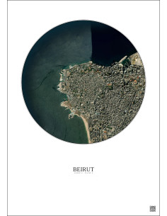 Beirut Satellite View Poster 2.5km Color | Gravura – Light background 2