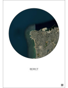 Affiche Beirut – Poster vue satellite 6km Couleur | Gravura – Fond clair 2