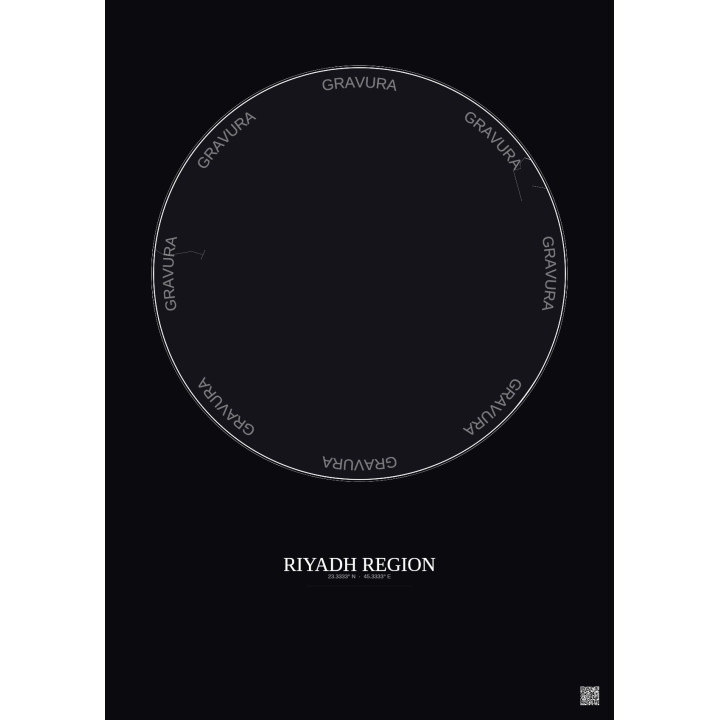 Affiche Riyadh Region – Poster carte de ville 6km | Gravura – Fond foncé
