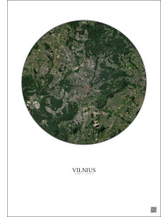 Affiche Vilnius – Poster vue satellite 10km Couleur | Gravura – Fond clair