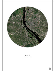 Affiche Riga – Poster vue satellite 6km Couleur | Gravura – Fond clair 2