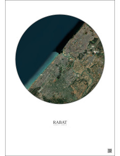 Affiche Rabat – Poster vue satellite 10km Couleur | Gravura – Fond clair 2