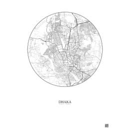 Affiche Dhaka – Poster carte de ville 10km | Gravura – Fond clair