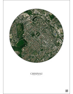 Chisinau Satellite View Poster 2.5km Color | Gravura – Light background 2