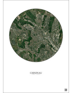 Chisinau Satellite View Poster 6km Color | Gravura – Light background 2