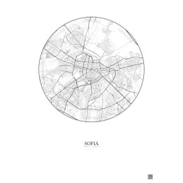 Affiche Sofia – Poster carte de ville 6km | Gravura – Fond clair