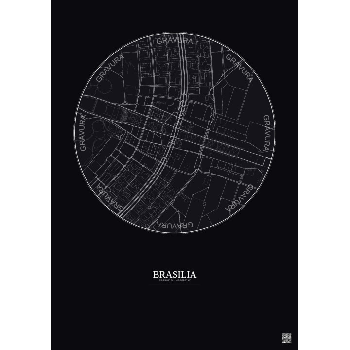 Brasilia City Map Poster 2.5km | Gravura – Dark background