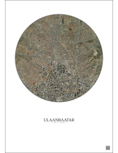 Ulaanbaatar Satellite View Poster 2.5km Color | Gravura – Light background 2