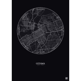 Ottawa City Map Poster 6km | Gravura – Dark background