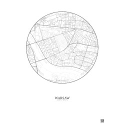 Affiche Warsaw – Poster carte de ville 2.5km | Gravura – Fond clair