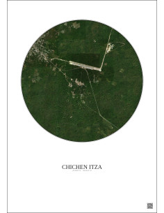 Affiche Chichen Itza – Poster vue satellite 2.5km Couleur | Gravura – Fond clair 2