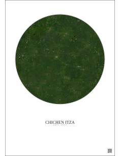 Affiche Chichen Itza – Poster vue satellite 30km Couleur | Gravura – Fond clair 2