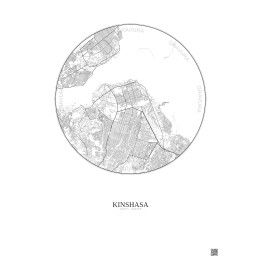 Kinshasa City Map Poster 10km | Gravura – Light background