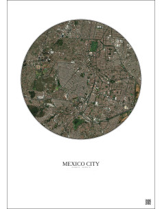 Mexico City Satellite View Poster 6km Color | Gravura – Light background 2