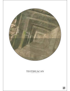 Teotihuacan Satellite View Poster 0.1km Color | Gravura – Light background