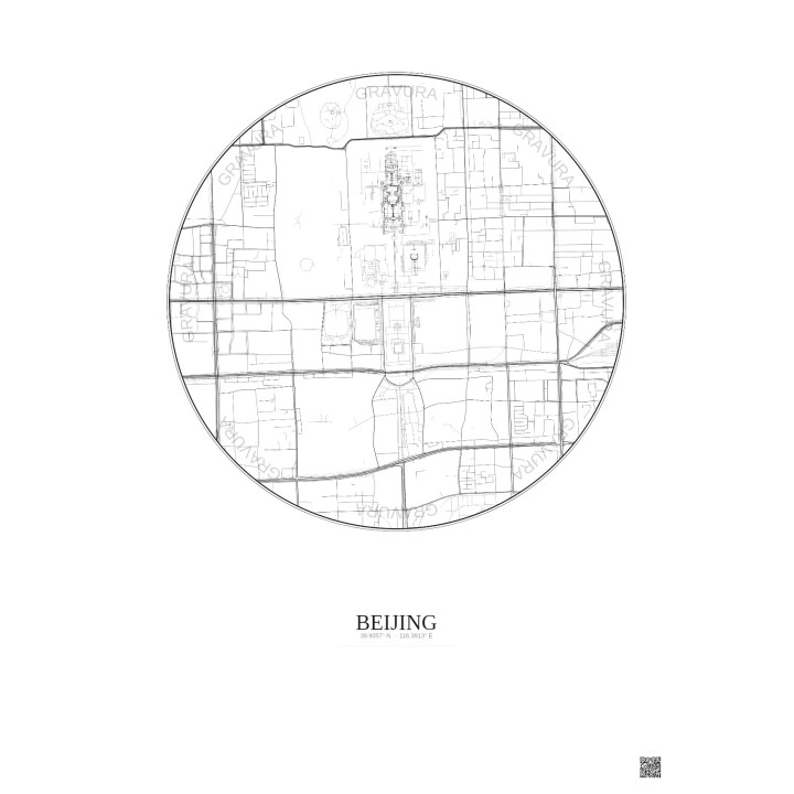 Beijing City Map Poster 2.5km | Gravura – Light background
