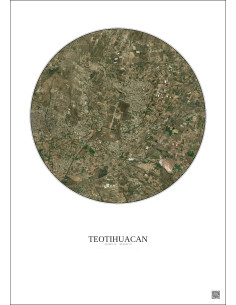 Teotihuacan Satellite View Poster 5km Color | Gravura – Light background 2